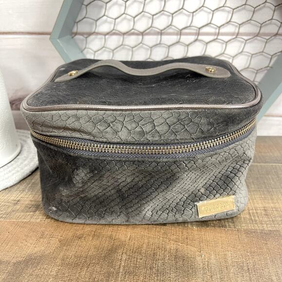 Stephanie Johnson Gray Velour‎ Medium Cosmetic Makeup Bag - Picture 2 of 9